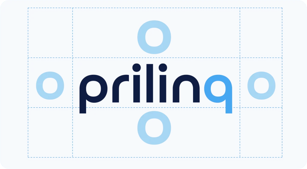 מדריך המותג של Prilinq — הלוגו על רשת בנייה